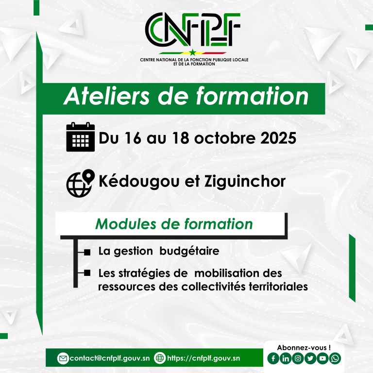 Ateliers de formation du Centre national de la Fonction publique locale et de la Formation (CNFPLF)