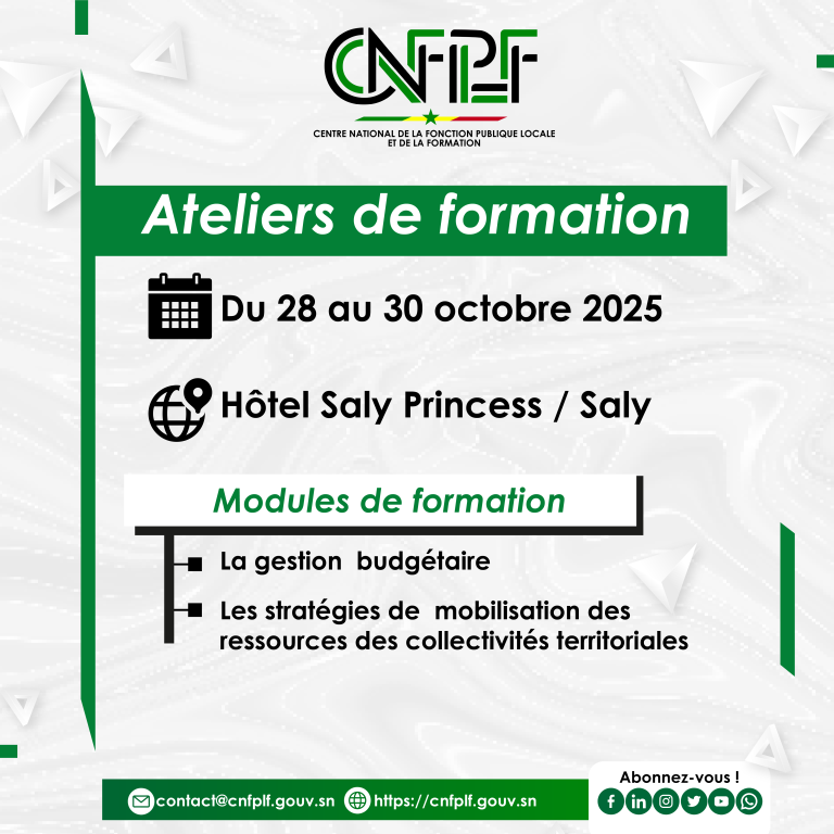 Ateliers de formation du Centre national de la Fonction publique locale et de la Formation (CNFPLF) à Saly